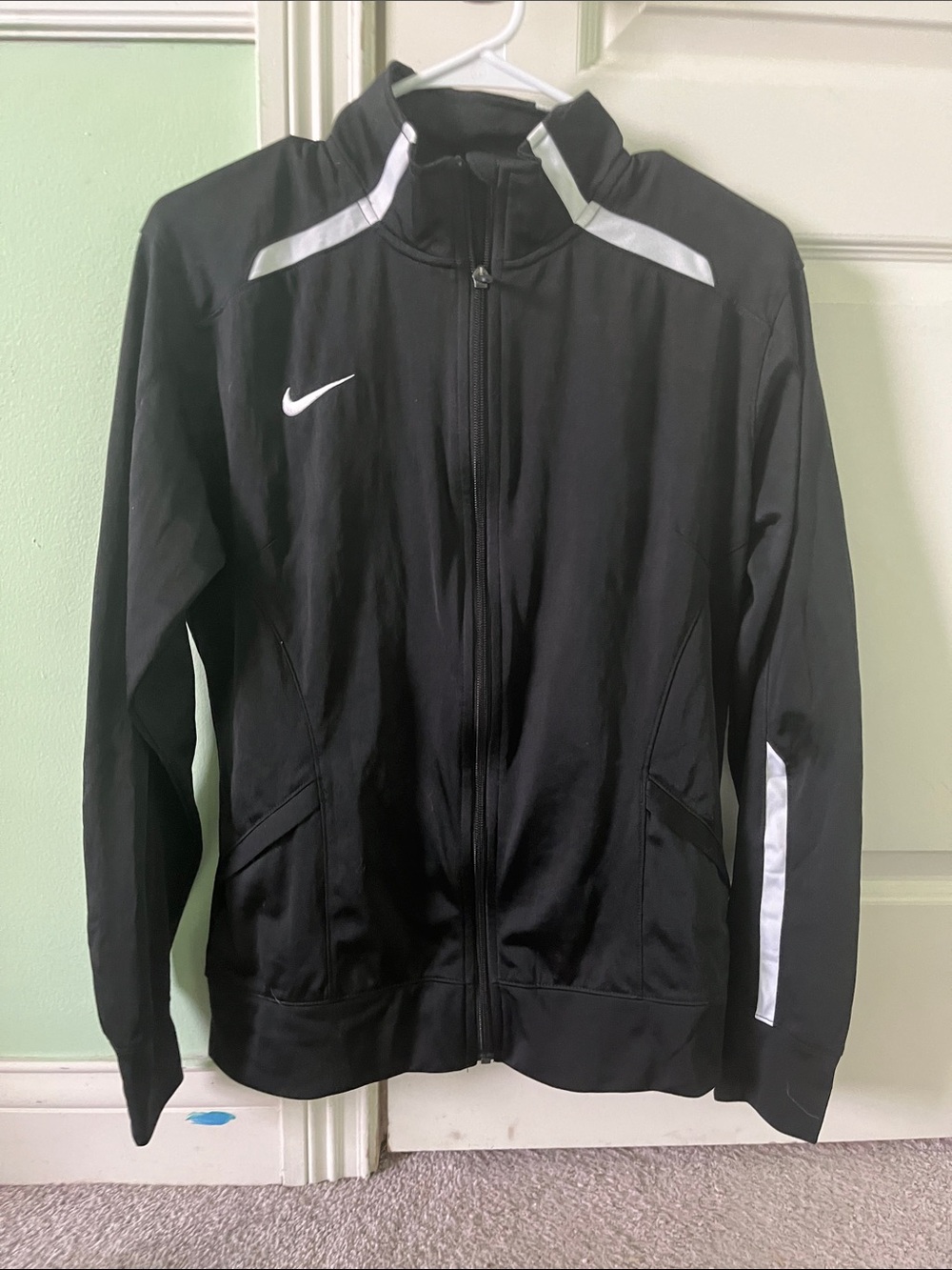 Nike Black Track Jacket with White Accents women zip up Purdue.